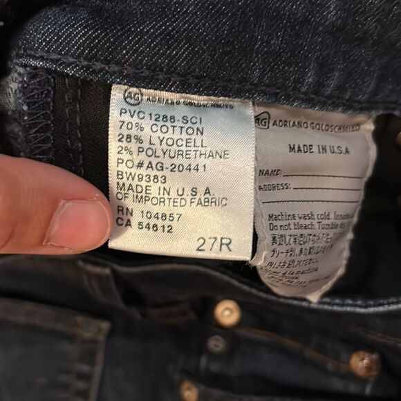 AG ADRIANO GOLDSCHMIED THE STEVIE SLIM STRAIGHT DARK WASH JEANS EUC SIZE 27 - Picture 9 of 10